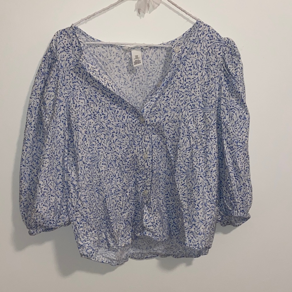 H&M Blue Floral Blouse